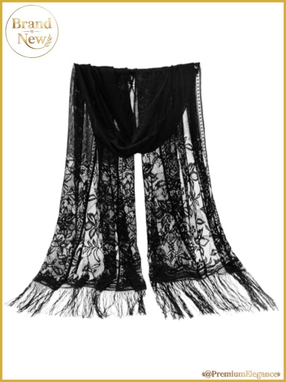 Elegant Lace Shawl Wrap with Tassels for Women, Long Scarf